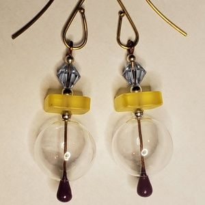 Glass Bubble Earrings Swarovski Crystals